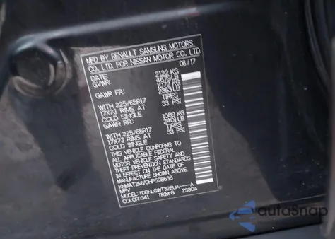 2017 Nissan Rogue Sv z USA, uszkodzony, nr VIN KNMAT2MV0HP598638